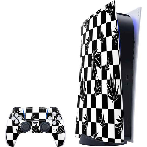 Marijuana Checkered PlayStation PS5 Skins